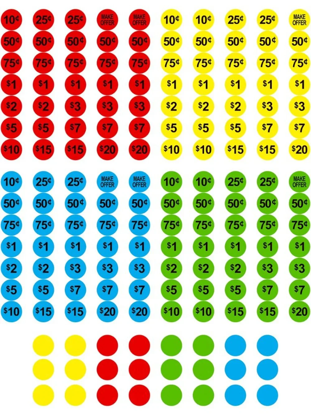 3840 PCs Garage Sale Flea Market Prepriced Pricing Stickers in Bright Colors (Ye